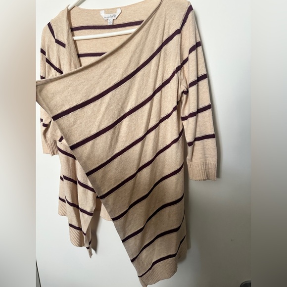 Cute striped three quarter 3/4 length sleeve cardigan size L - Picture 7 of 7